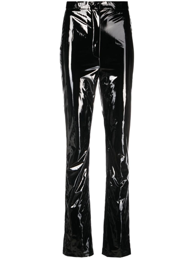 Rotate Birger Christensen High-waisted Patent Trousers In Black