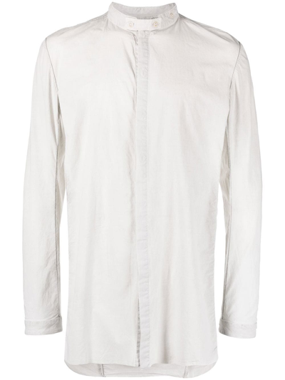 Boris Bidjan Saberi Long-sleeve Band-collar Shirt In Grey