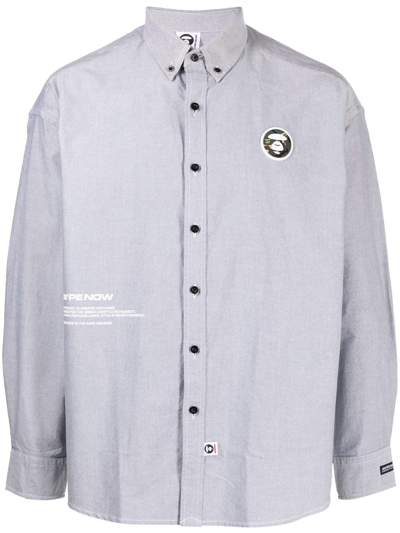 Aape By A Bathing Ape Logo-patch Button-down Shirt In Grau