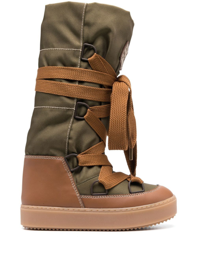 See By Chloé Naina Lace-up Platform Boots In Military Green