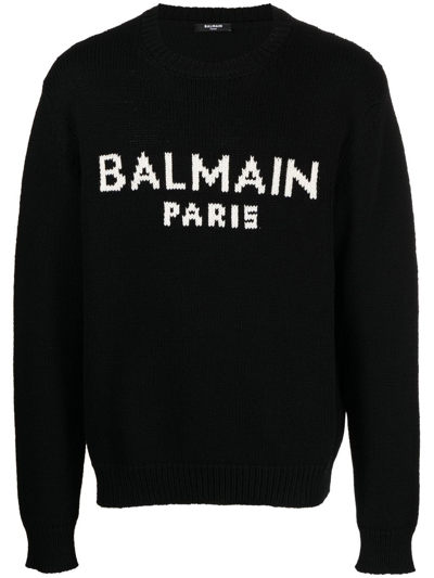 Balmain Round Neck Sweatshirt In Black