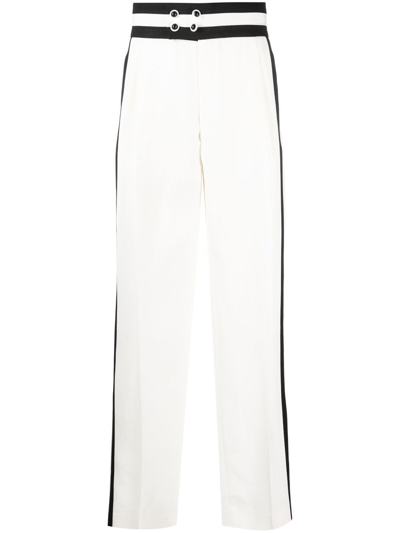 Casablanca Stripe-detailed Wide Leg Trousers In Weiss