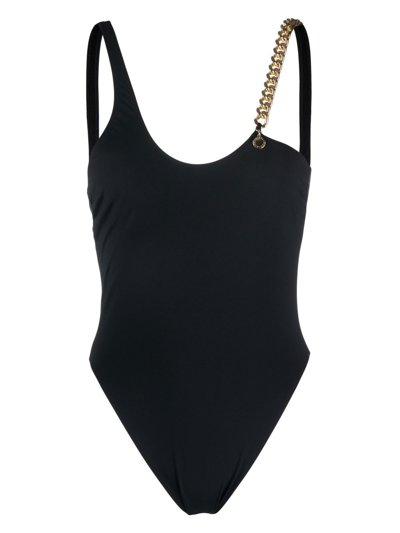 Stella Mccartney Chain-detail Backless Swimsuit In Schwarz