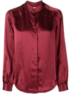 L Agence L'agence Bianca Silk Banded Collar Blouse In Red