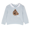 PALM ANGELS BEAR-EMBROIDERED COLLARED JUMPER