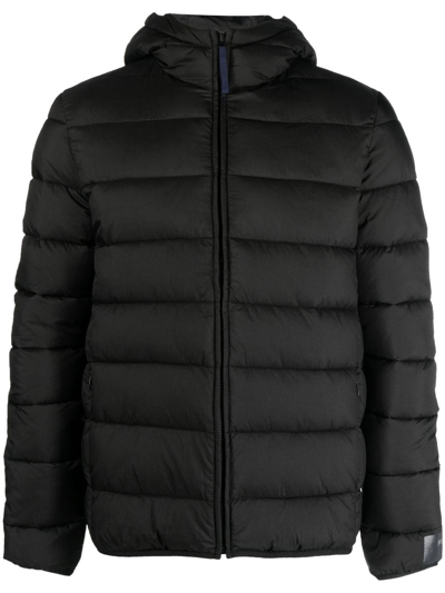 Ps By Paul Smith Brand-patch Padded Recycled Nylon Hooded Jacket In Black