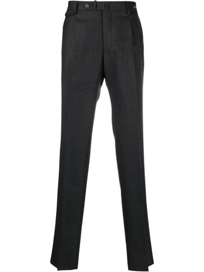 Tagliatore Virgin-wool Slim-cut Trousers In Grau