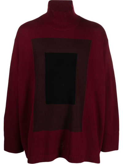 Levi's Roll-neck Graphic-knit Jumper In Red