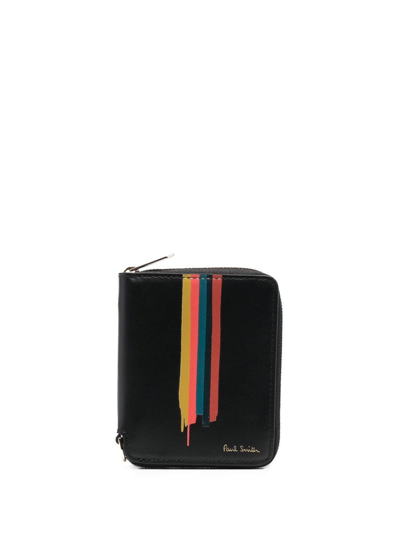 Paul Smith Rainbow-print Logo-stamp Wallet In Schwarz