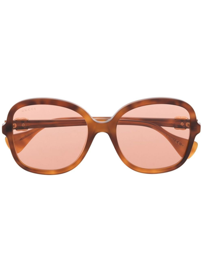 Gucci Oversized Sunglasses In Brown