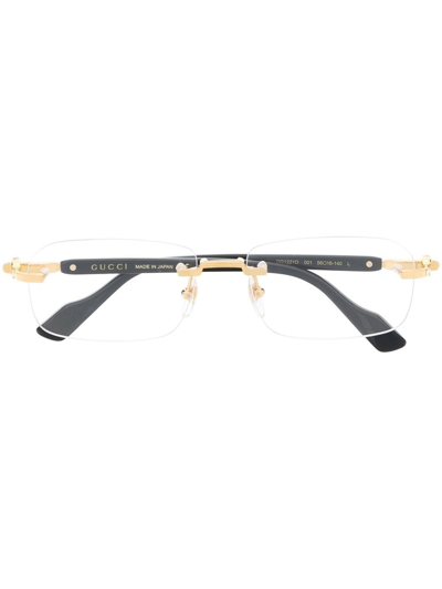 Gucci Clear Frameless Glasses In Gold