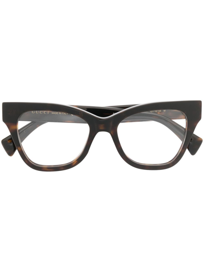 Gucci Tortoiseshell-effect Cat-eye Glasses In Brown