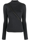 Monse Hook-and-eye Cutout Rib Sweater In Grau