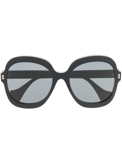 Gucci Logo-plaque Square-frame Sunglasses In Black