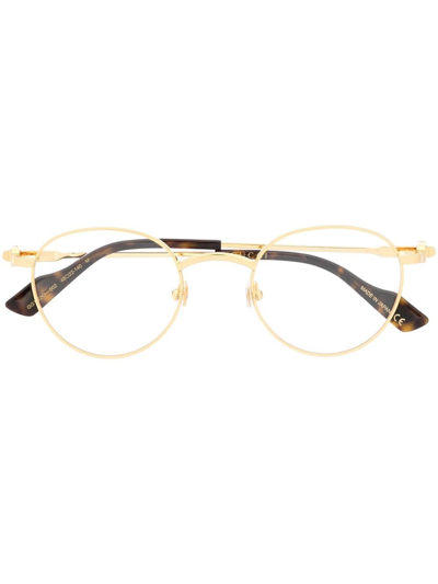 Gucci Round Frame Clear Glasses In Gold