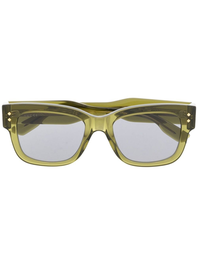 Gucci Transparent Square-frame Sunglasses In Green