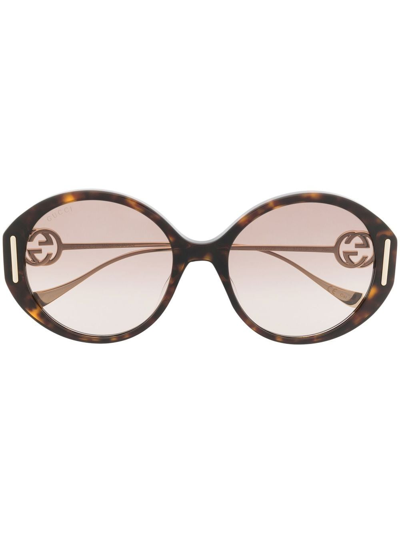 Gucci Oversized Round Sunglasses In Brown