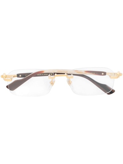 Gucci Rimless Optical Glasses In 003 Gold Burgundy Transparent