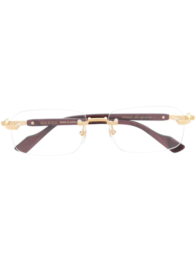 Gucci Rimless Optical Glasses In Red