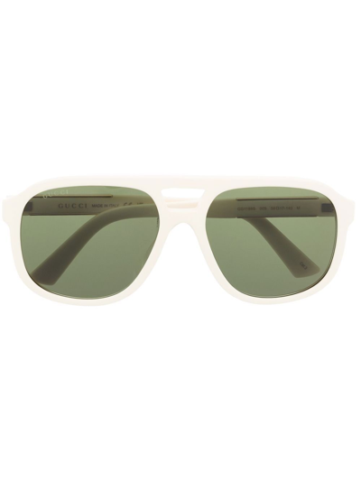 Gucci Pilot-frame Logo-plaque Sunglasses In Neutrals