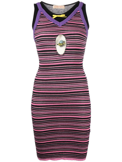 Cormio Striped Cotton-silk-cashmere Bodycon Dress In Pink