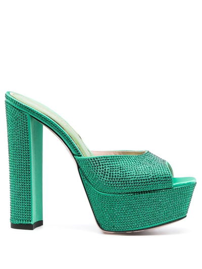 Gedebe Jery 145mm Chain-embellished Sandals In Green