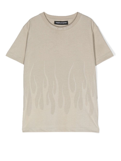 Vision Of Super Flame-print Cotton T-shirt In Grau