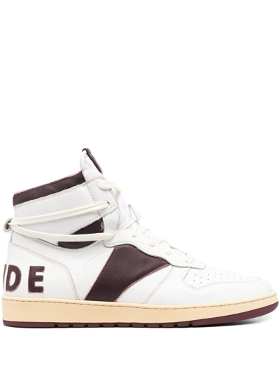 Rhude Men's Rhecess Bicolor Leather High-top Trainers In White