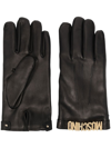 MOSCHINO LOGO-LETTER LEATHER GLOVES