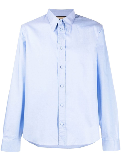 Gucci Long-sleeve Cotton Shirt In Blue