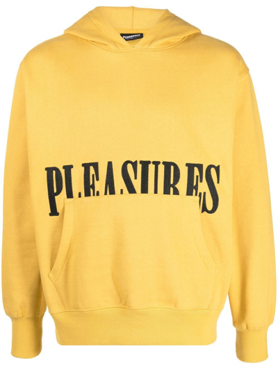 Pleasures Logo-embroidered Hoodie In Yellow