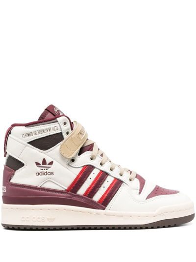 Adidas Originals X Cuts & Slices Forum Hi Sneakers In Off White/altered Amber/queit Crimson
