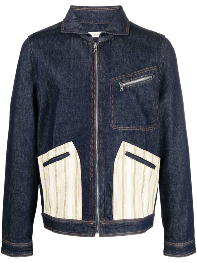 Wales Bonner Contrast-panel Denim Jacket In Blue