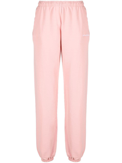 Sporty And Rich Embroidered Cotton-jersey Track Pants In Pink