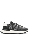 Valentino Garavani Vlogo Netrunner Suede And Mesh Low-top Trainers In Black
