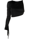 Andreädamo Asymmetric One-shoulder Crop Top In Schwarz