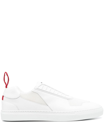 Ferrari Metal Logo Leather Low Top Sneakers In White