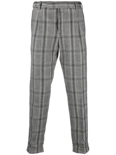 Pt Torino Tartan-check Virgin-wool Trousers In Brown