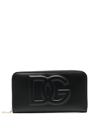 Dolce & Gabbana Embossed-logo Wallet In Black
