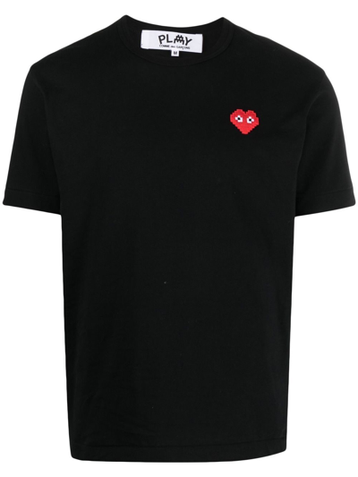 Comme Des Garçons Play Logo-patch Cotton T-shirt In Schwarz