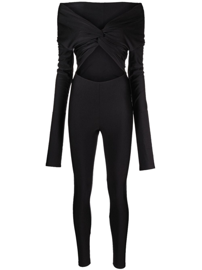The Andamane Ruched Long-sleeved Jumpsuit In Black