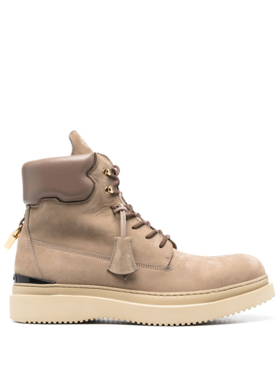 Buscemi Leather Lace-up Boots In Grey