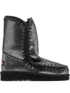 Mou Metallic Whipstitch-trim Boots In Grau