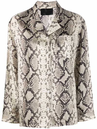 Philipp Plein Python-print Pyjama Set In Neutrals