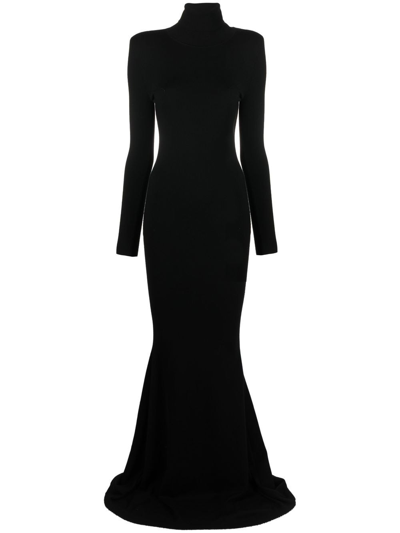 Saint Laurent Knitted Roll-neck Maxi Dress In Black