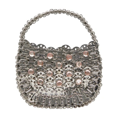 Paco Rabanne 1969 Small Moon Shoulder Bag In Silver And Light Pink