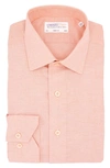 Lorenzo Uomo Solid Stretch Trim Fit Dress Shirt In Tangerine