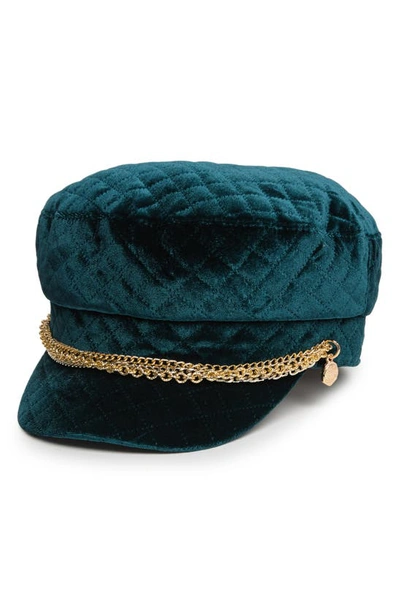 Vince Camuto Quilted Velvet Conductor Hat In Green