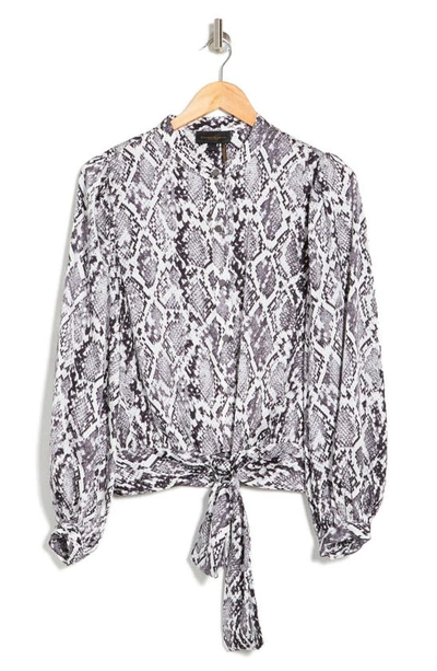 Donna Karan Snakeskin Print Tie Hem Blouse In Python