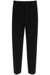 Zegna One-pleat Bull Denim Pants In Black